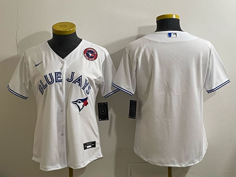 Women 2025 Nike Toronto Blue Jays Blank White Game MLB Jersey 06